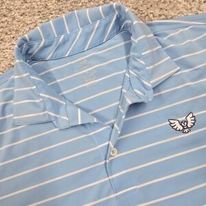 Southern Tide Polo Shirt XL Blue Striped Performance Golf Preppy Coastal Cool